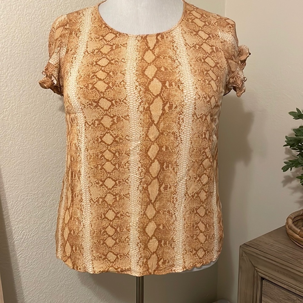 Lane Bryant Snake Print Ruffle Sleeve Top-Size 14